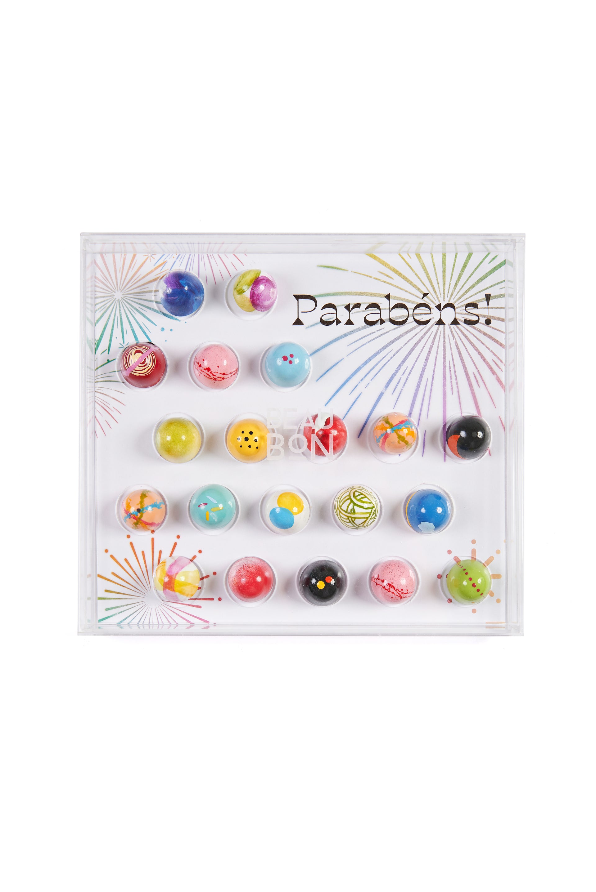 Caixa Temática Acrílico 20 Beaubons - PARABÉNS